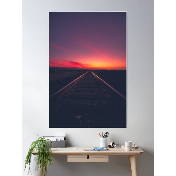 Rail Road At Dawn Poster Wall Art, Modern Wall Decor For Living Room Bedroom, 8x12 UNFRAMED