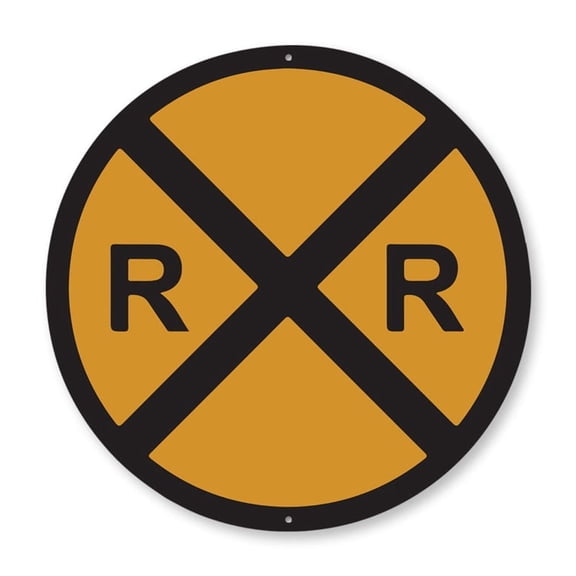 Rail Road Crossing Circle Aluminum Metal Decor Sign - 12" Round