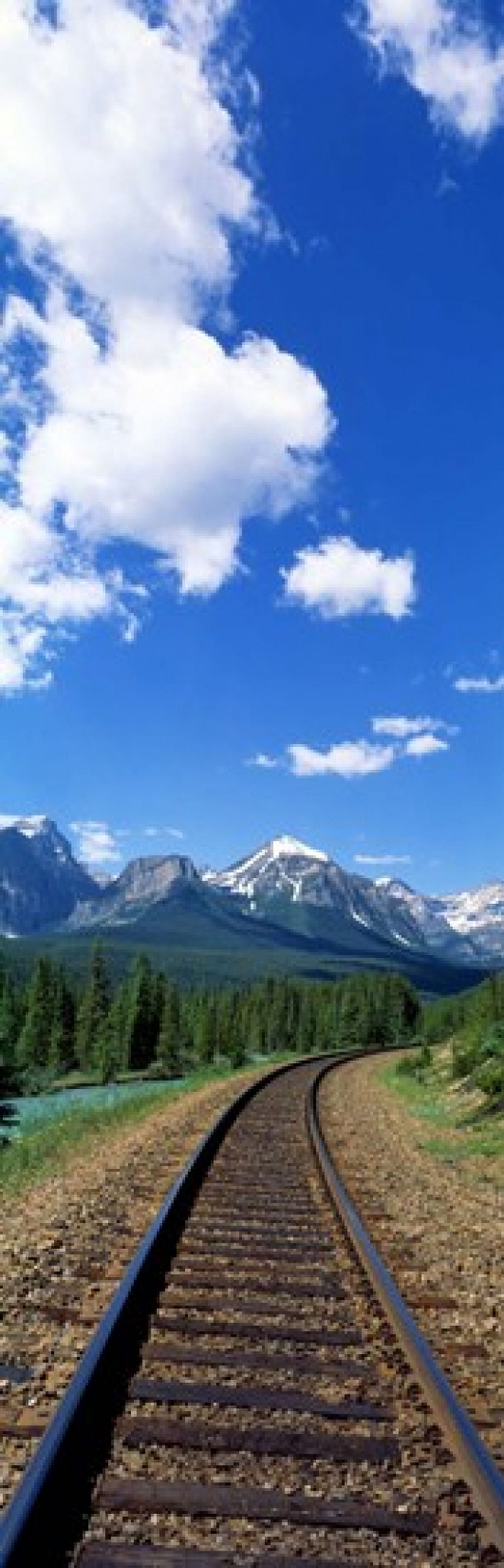 Rail Road Tracks Banff National Park Alberta Canada Canvas Art - Panoramic Images (18 x 6)