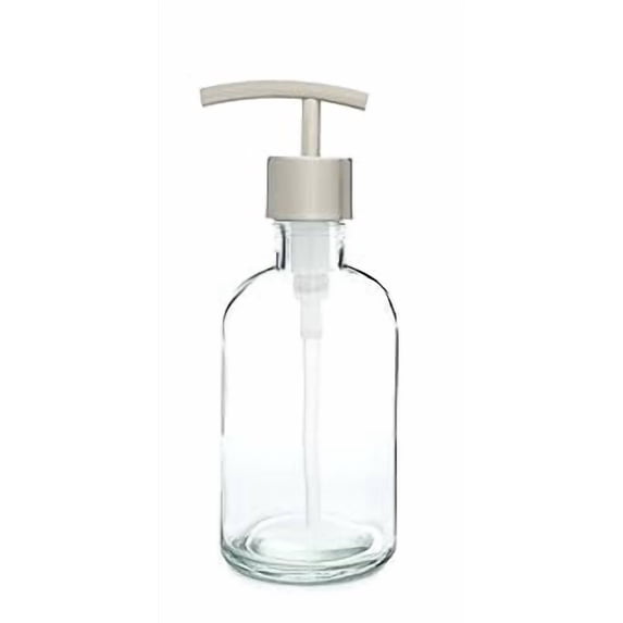 Small Recycled Glass Soap Dispenser with Metal Pump (Stainless Modern)