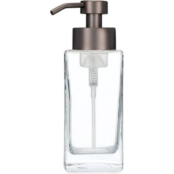 Rail19 Modern Square Glass Foaming Soap Dispenser, 12oz (Bronze)