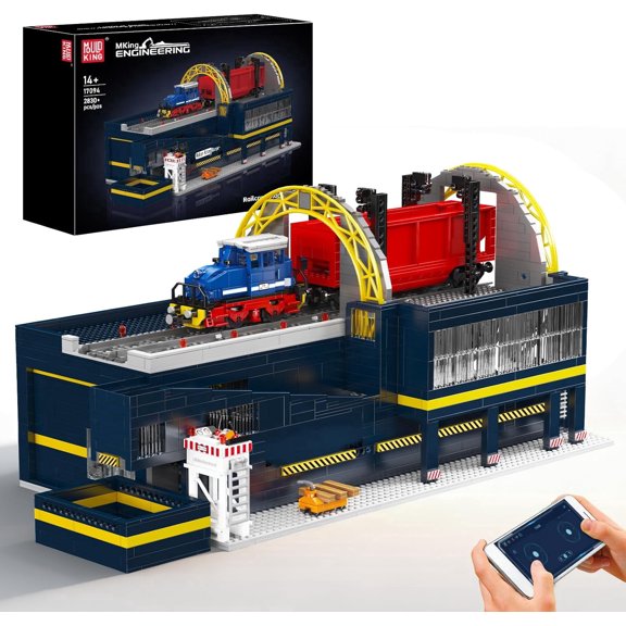 Railcar Rotary Dumper Building Set - MOC APP/Remote Control Rotating Tipper Wagon with Wheel Steering System - Collectible Construction Toy Gift for Teens & Adults (2830 PCS)