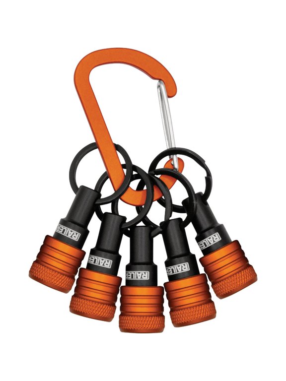 Bit Holder Keychain 5pc - 1/4 inch Hex Shank Aluminum Alloy Bit Holders - Quick Release Bit Holder for Nut Driver, Screwdriver & Drill Bits w/Carabiner - Tool Gifts for Men