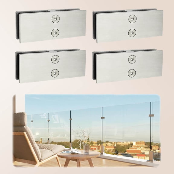 Railing Glass to Glass Clamp, Stainless Steel 304 Bracket for Glass Balustrade Railing Pool Fence
