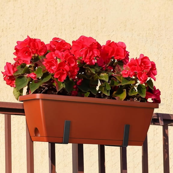 Railing Planter Balcony Hanging Planter Bracket, Red ???2-Pack