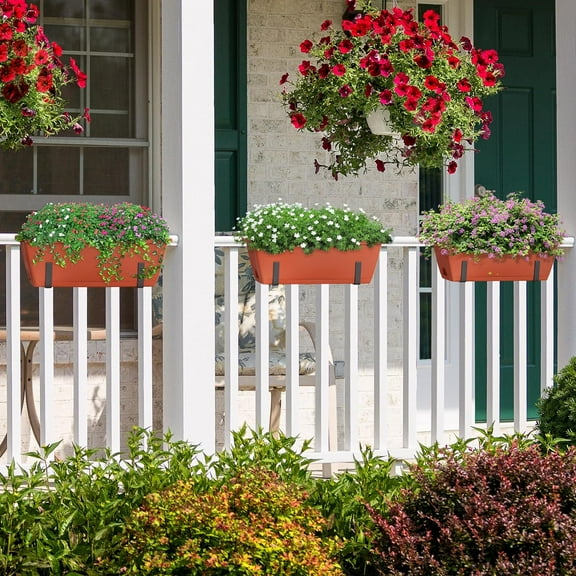 Railing Planter Balcony Hanging Planter Bracket, Red ???6-Pack