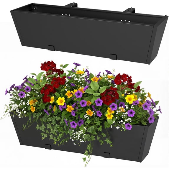 Railing Planter Box - Heavy Duty Window Boxes, 36” Deck Railing Planter ...