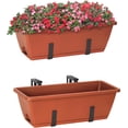 thumbnail image 1 of Railing Planter Boxes for Plants, 2 Pack Deck Hanging Planters for Railings, Over Railing Planter Box, 16.9 Inch Balcony Planters Railing Hanging with Metal Brackets, Red$$Garden &, 1 of 7