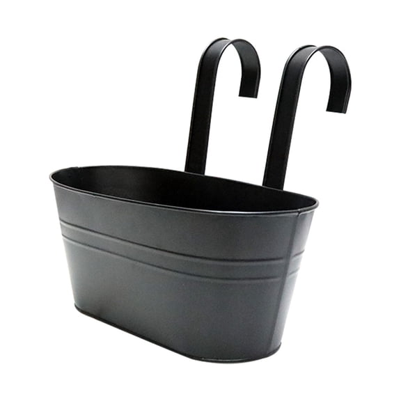 Railing Planter Buckets Metal Iron Hanging Flower Pots for Fence and Porch Modern Boho Wall Mount Window Box Black