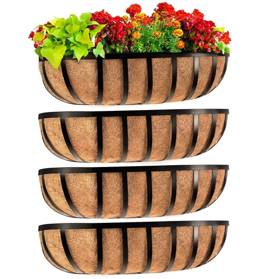 Railing Planter Window Box 24 Inch 4 Pack For Porch Fence Patio Outdoor