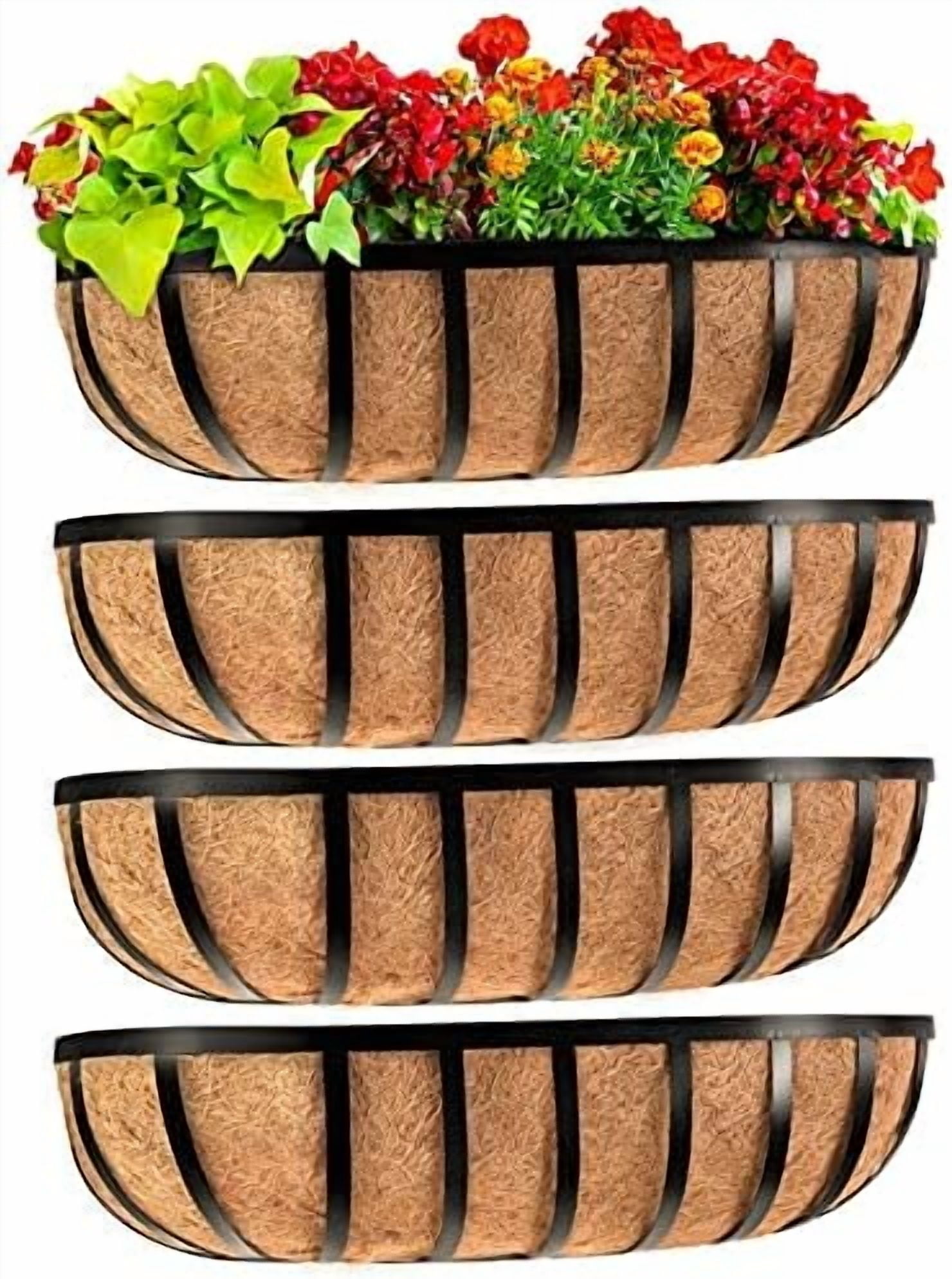 Railing Planter Window Box Deck Balcony Rail Planter 24 Inch for Porch Fence Patio Outdoor 4 Pack