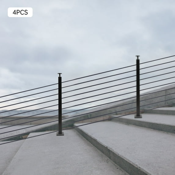 Railing Post 36"x2"x2" Level Drilled Post Level Line Post/30 Drilled Post Black