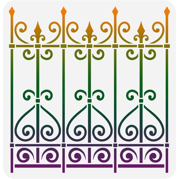 Railing Stencil 11.8x11.8 inch Wall Border Stencil Square Plastic Railing Pattern Stencils Reusable Elegant Classic Wall Stencils for DIY Art and Craft Wall Tile Furniture Decor