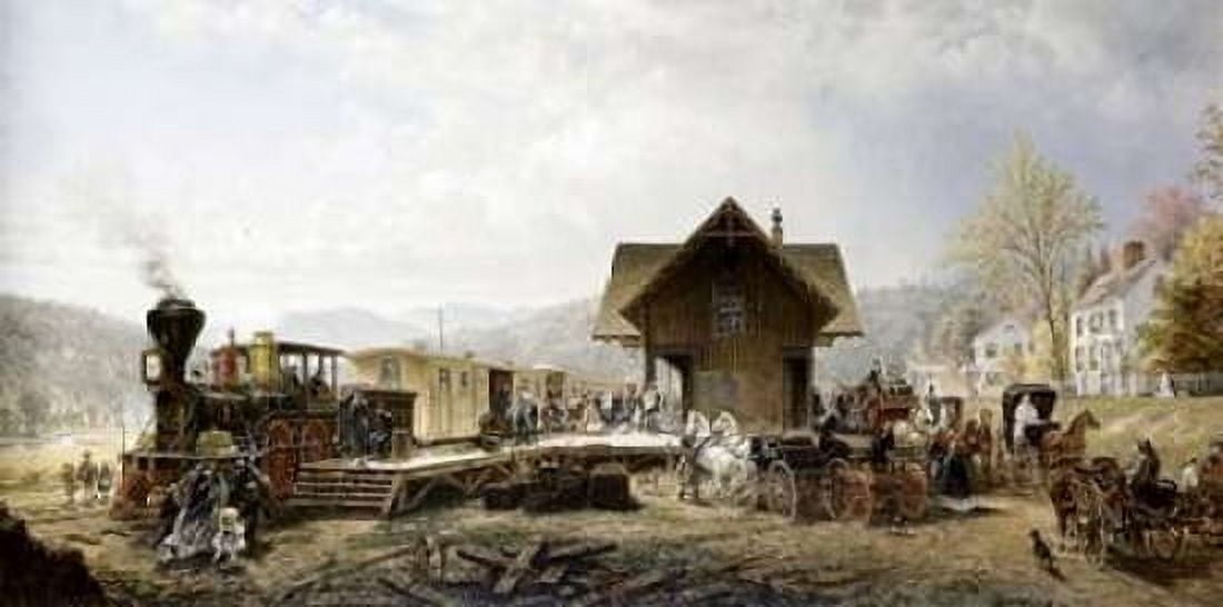 Railroad Arriving Stratford Ct Canvas Art - Edward Lamson Henry (10 x 20)