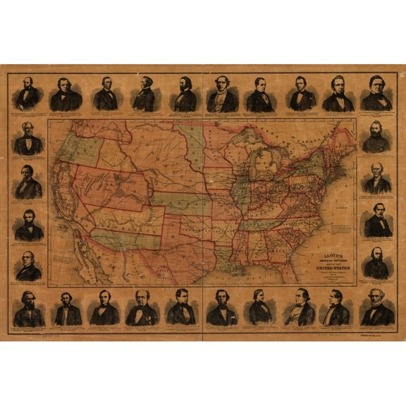 Railroad Barons with US Lines & Proposed Mail Routes Poster Print (24 x 36)