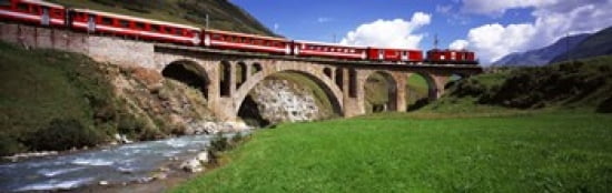 Railroad Bridge Andermatt Switzerland Canvas Art - Panoramic Images (18 x 6)
