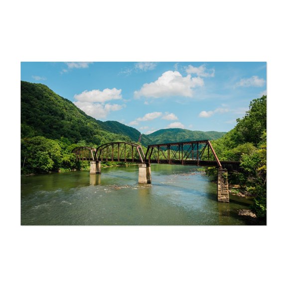 Railroad Bridge, New River 02 - Glen Jean West Virginia Photography Unframed Wall Art Print 5 x 7 inches