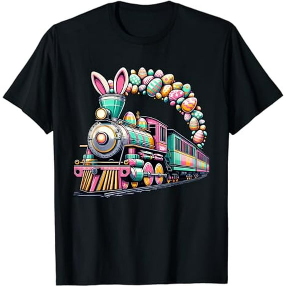 Railroad Bunny Train Easter Egg Kids Toddler Boys Easter T-Shirt