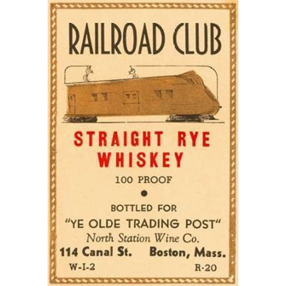 Railroad Club Straight Rye Whiskey Poster Print by Vintage Booze Labels