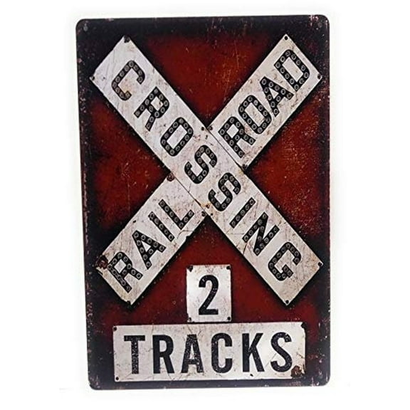Railroad Crossing. 2 Tracks Sign. Road Sign, Railroad Sign, Vintage Sign SIZE: 8" x 12"