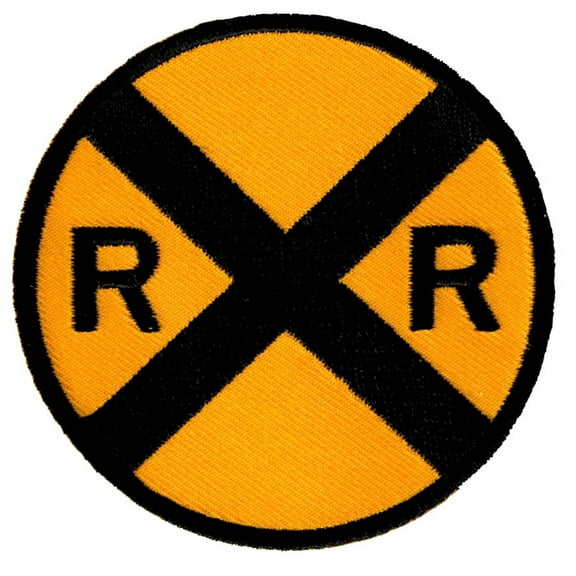 Railroad Crossing Road Sign Embroidered Iron-On Patch