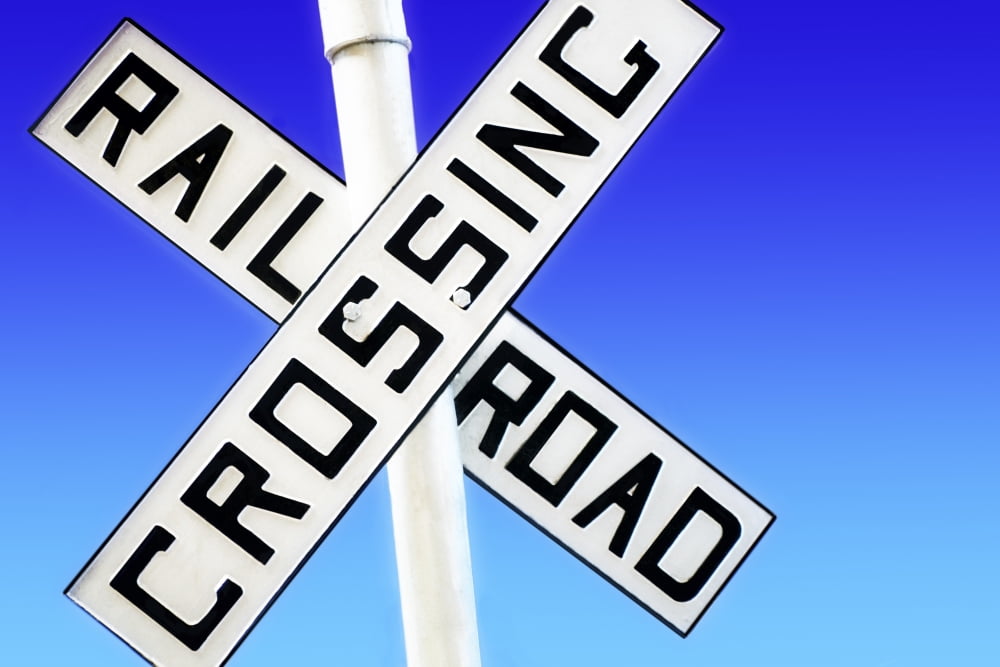 Railroad Crossing Sign Canvas Art - Chris and Kate Knorr Design Pics (18 x 12)