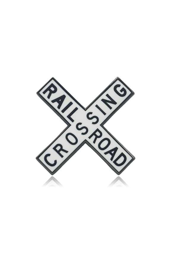 Railroad Crossing Sign Hard Enamel Pin