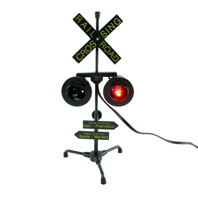 Railroad Crossing Signal Flashing Red and Green Lights Railroad Crossing Signal Flashing Red and Green Lights