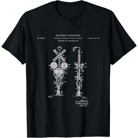 Railroad Crossing Signal Patent | Model train lovers T-Shirt