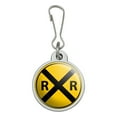 thumbnail image 1 of Railroad Crossing Traffic Sign Train Jacket Handbag Purse Luggage Backpack Zipper Pull Charm, 1 of 4