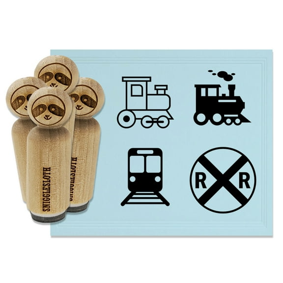 Railroad Crossing Trains Tracks Rubber Stamp Set for Scrapbooking Crafting Stamping - Mini 1/2 Inch
