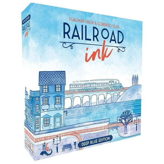 Railroad Ink: Deep Blue Edition Roll & Write Game, Includes Lakes & Rivers Expansions, 1-6 Players
