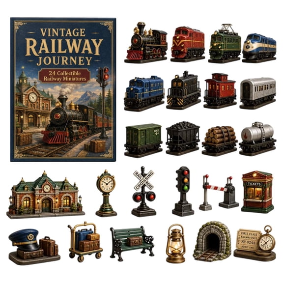 Railroad Legends Advent Calendar 2026 – 24 Days 2D Christmas Countdown with Mini Train Ornaments, Gift for Train Collectors