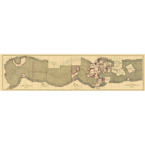 Railroad Map - Atlantic and Pacific Railroad - 1883 - Vintage Wall Art