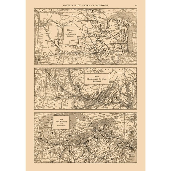 Railroad Map - Chicago Chesapeake Erie Ohio - Railroad - Reynold 1921 - 23 x 32.84 - Vintage Wall Art