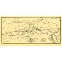 Railroad Map - Great Central Railway West - Schuchman 1854 - 23 x 46 - Vintage Wall Art