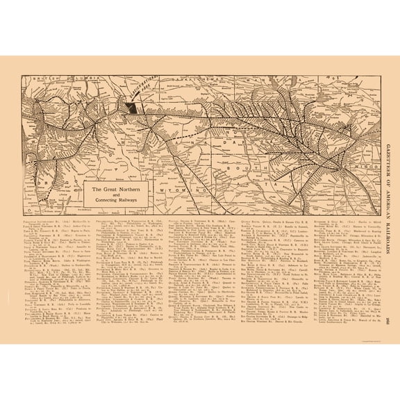 Railroad Map - Great Northern Railroad - Reynold 1921 - Vintage Wall Art