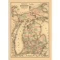 thumbnail image 1 of Railroad Map - Michigan Railroads Gray 1876  - Vintage Wall Art, 1 of 4