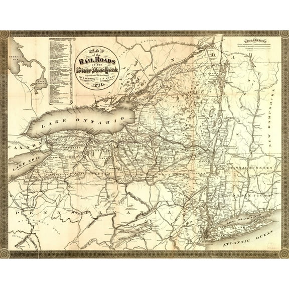 Railroad Map - New York Railroads - Richmond 1870 - 29.11 x 23 - Vintage Wall Art