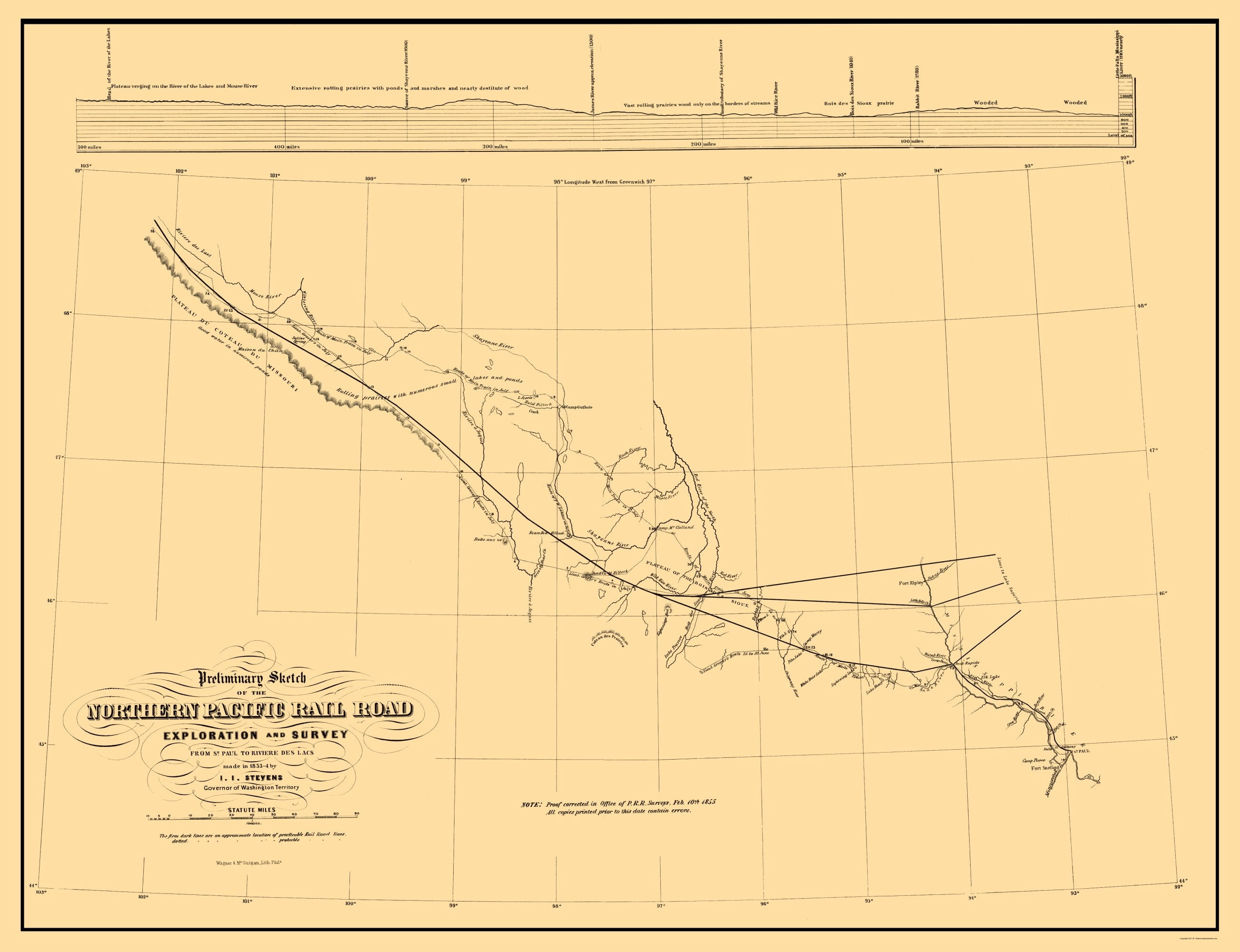 Railroad Map - Northern Pacific Railroad Preliminary Survey 1 - Wagner ...