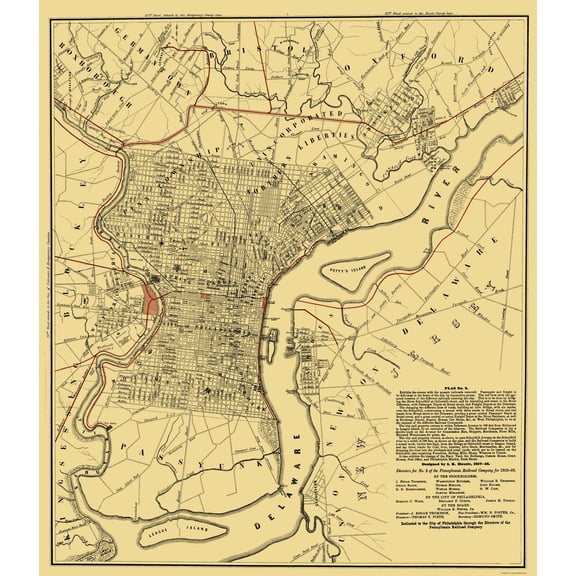 Railroad Map - Philadelphia Railroad Plan 2 - Hoxsie 1858 - 23 x 26.60 - Vintage Wall Art