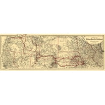 Railroad Map - Union Pacific Railway - Colton 1888 - 23 x 65.43 - Vintage Wall Art