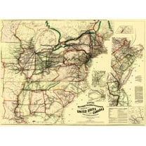 Railroad Map - United States Canada Railroads Telegraph - Lloyd 1867 - 23 x 31 - Vintage Wall Art