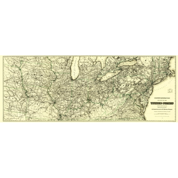 Railroad Map - United States Railroads 37th Parallel North - Colton 1883 - 23x60 - Vintage Wall Art