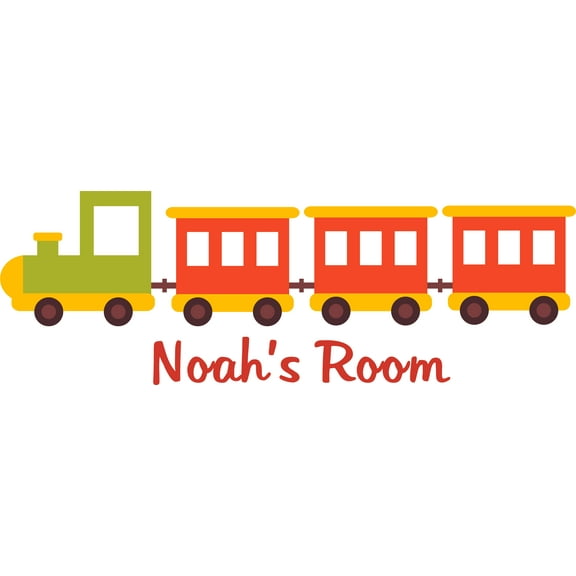 Railroad Railroads Train Cute Trains Customized Wall Decal - Custom Vinyl Wall Art - Personalized Name - Baby Girls Boys Kids Bedroom Wall Decal Room Decor Wall Stickers Decoration Size (15x30 inch)