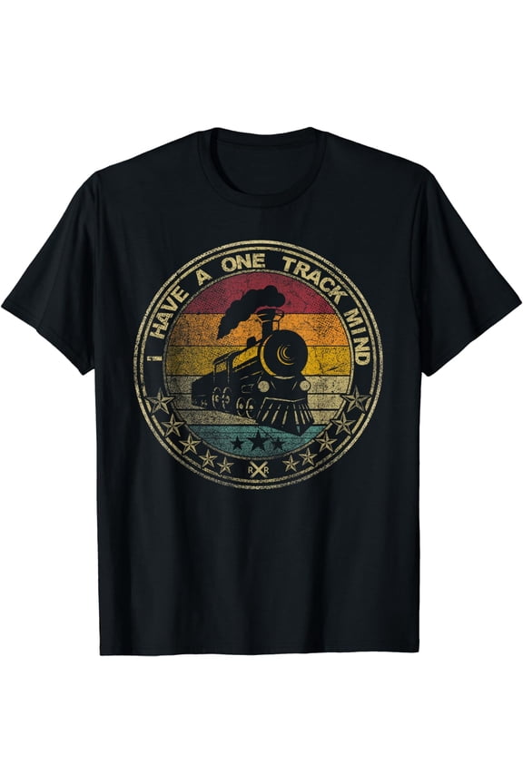 I Have A One Track Mind Train Retro Engine Model Railroad T-Shirt