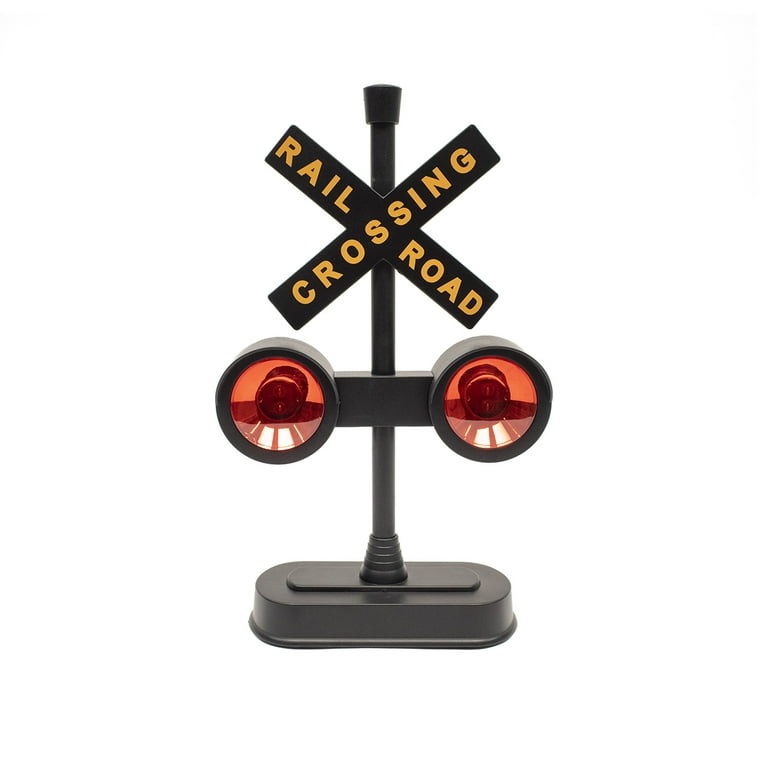 Flashing Railroad Crossing Signal Red Light Sounds RR Train Crossbuck Desk Decor Flashing Railroad Crossing Signal Red Light Sounds RR Train Crossbuck Desk Decor