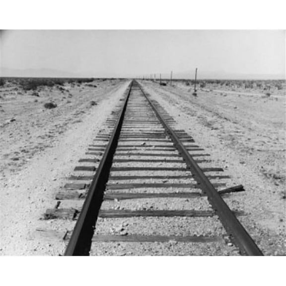 Railroad Track Passing Through a Landscape Poster Print - 18 x 24 in.