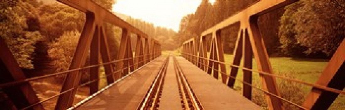 Railroad Tracks and Bridge Germany Canvas Art - Panoramic Images (18 x 6)