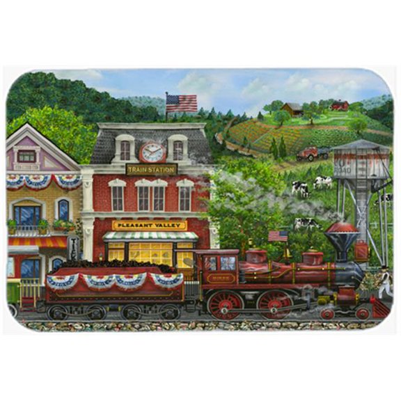 Railroad Train Next Stop Pleasant Valley Glass Cutting Board- Large
